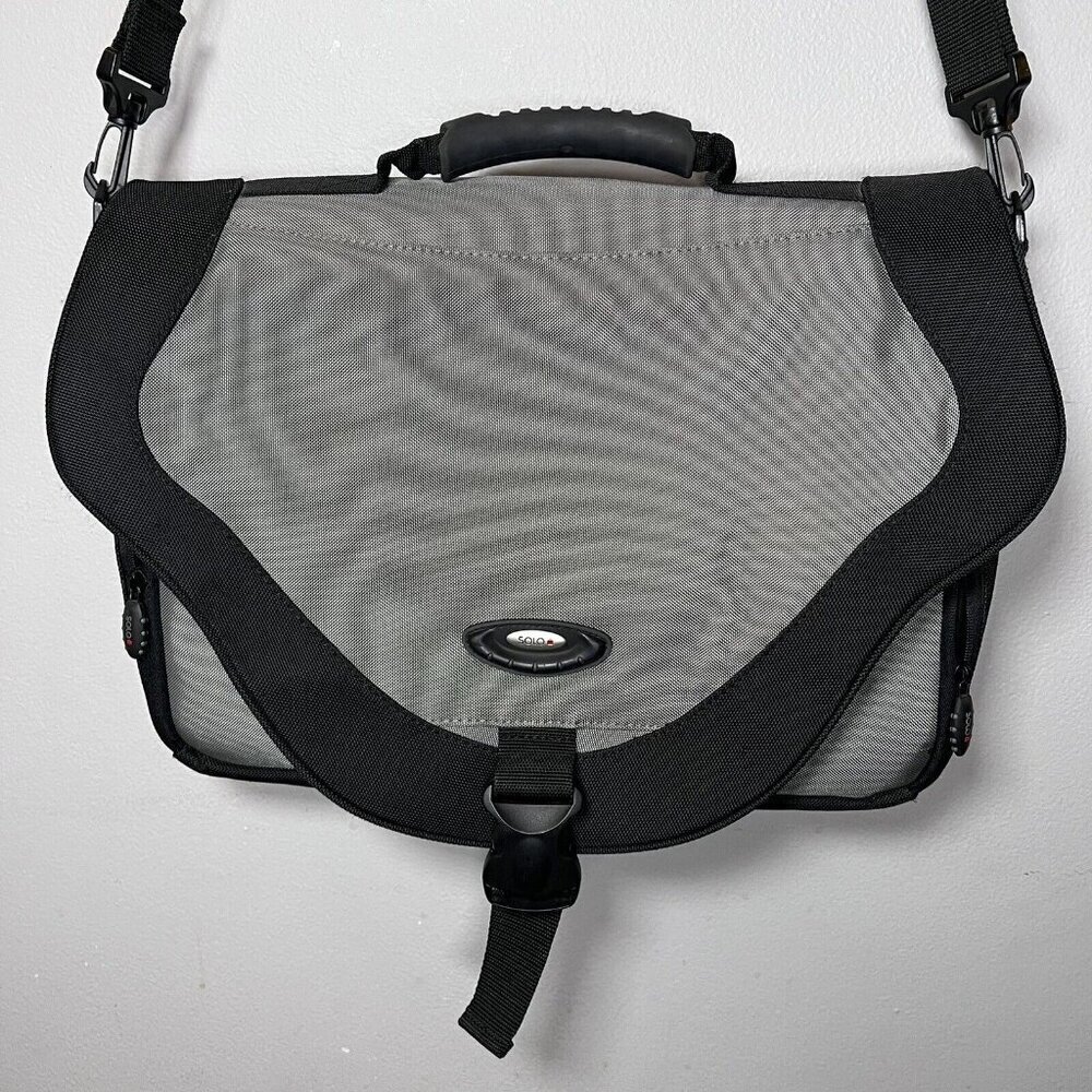 SOLO Laptop Messenger Bag Gray & Black Ballistic Polyester